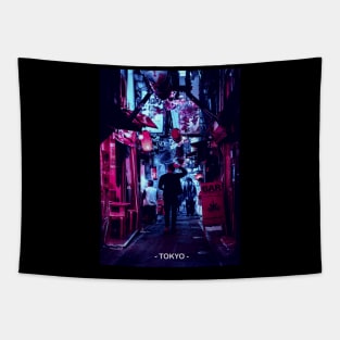 Tokyo Street Neon Synthwave Tapestry