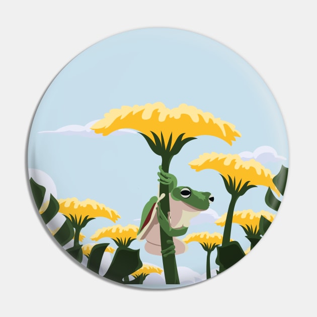 Frog Flower Wildlife Pin by Mako Design 