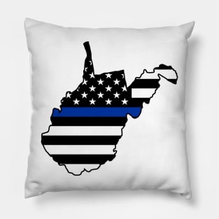 Thin Blue Stripe  Flag West Virginia Pillow