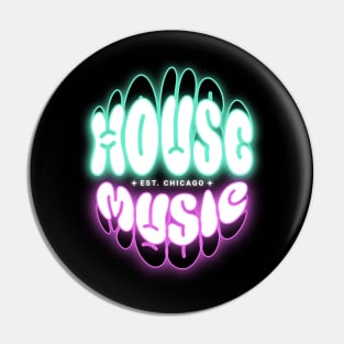 HOUSE MUSIC  - Puffy Y2K Glow logo (teal/pink) Pin