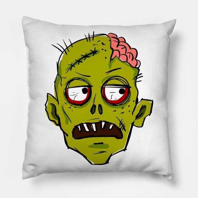 Bored zombie face, illustration Pillow by Morphart