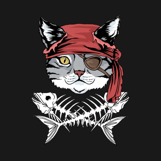 Cat Pirate TShirt Funny Cat Pirate Halloween by adrinalanmaji