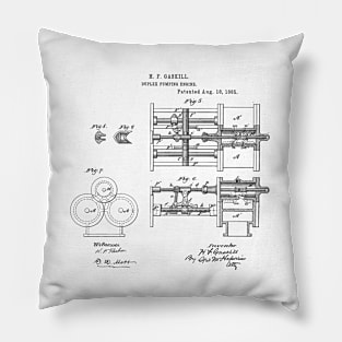 Duplex Pumping Engine Vintage Patent Hand Drawing Pillow