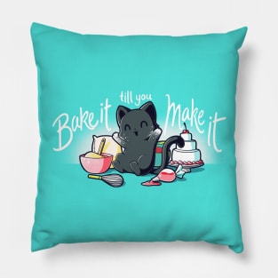 Cute Funny Cat Kitten Baking Foodie Lover Animal Lover Artwork Pillow