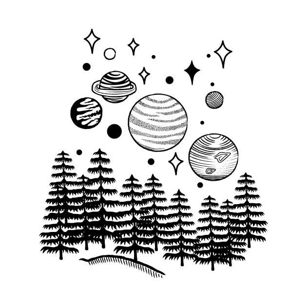 Planets and Stars Night Sky by ThyShirtProject - Affiliate
