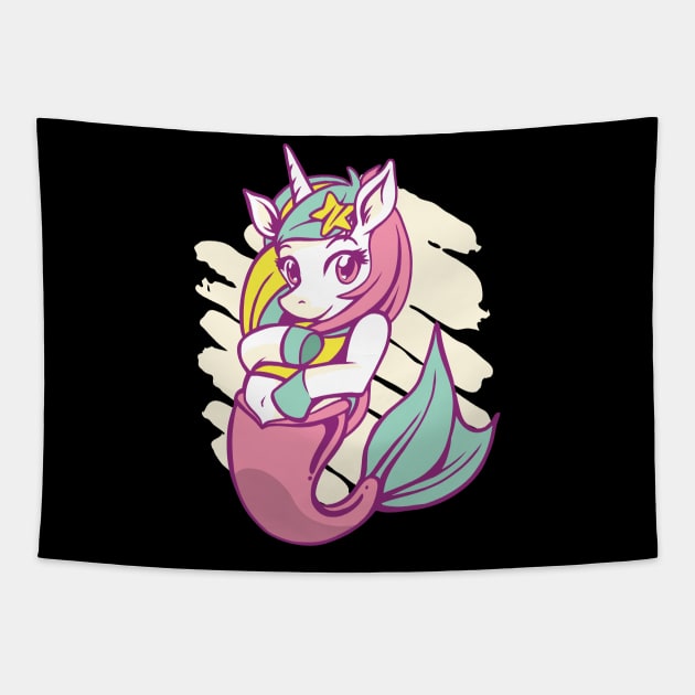 mermaid unicorn cute design Tapestry by Midoart