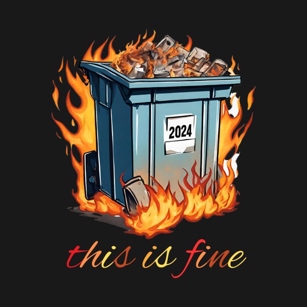 Dumpster Fire 2024 Tee - "This is Fine" Meme Shirt, Funny Political Commentary, Great Novelty Gift for Humor Enthusiasts by TeeGeek Boutique