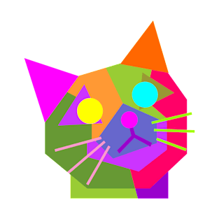 Colorful Cat Geometric WPAP Pop Art Style T-Shirt
