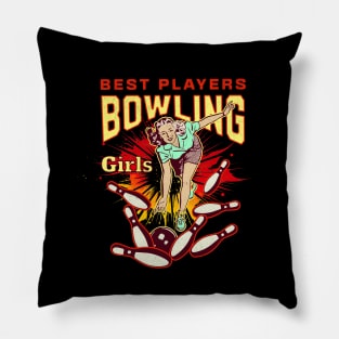 Retro vintage bowling girl Pillow