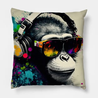 color splash music monkey #3 Pillow