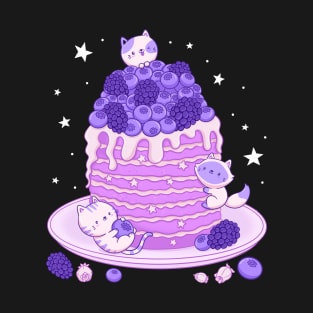 Kawaii Pancake Blueberry Blackberry Cats T-Shirt