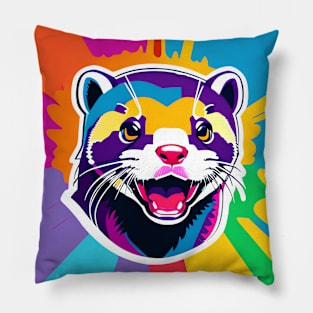 Modern Abstract Pop Art Style Laughing Otter Drawing Pillow