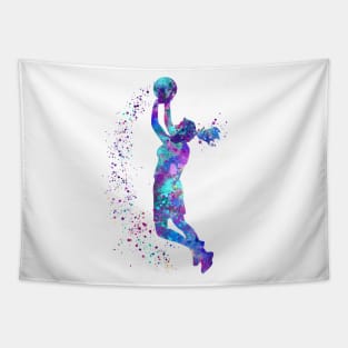 Girl Basketball Player Shooter Watercolor Sport Gift Tapestry