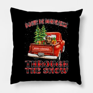 Christmas Dogue De Bordeauzx Through The Snow Dog Santa Truck Tree Pillow