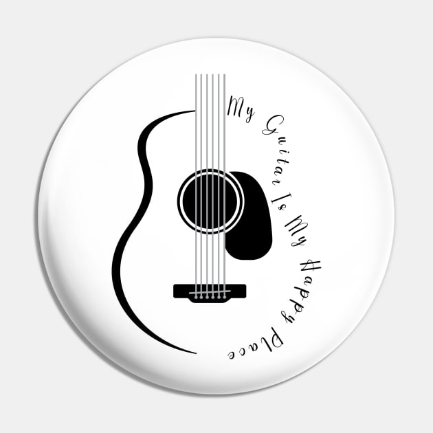 My Guitar Is My Happy Place Pin by DBS Designs