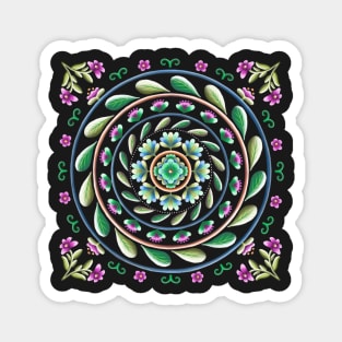 Botanical Mandala on Teal Magnet