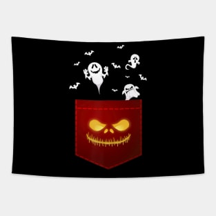 Funny Halloween Ghosts Peeking Pocket Shirt Halloween Tapestry