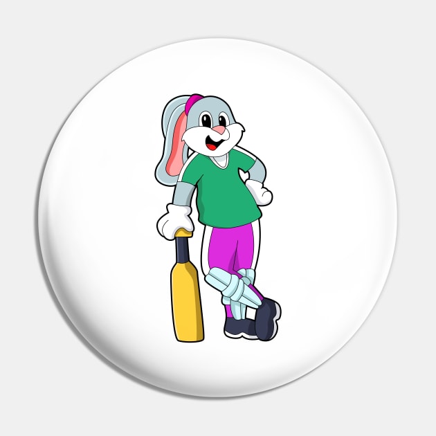 Rabbit at Cricket with Cricket bat Pin by Markus Schnabel