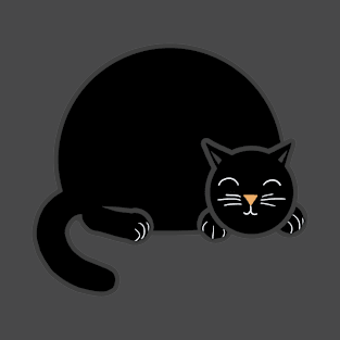 Sleeping Chubby Kitty - Black T-Shirt