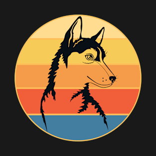 Husky Dog Breed Vintage Retro Sunset T-Shirt