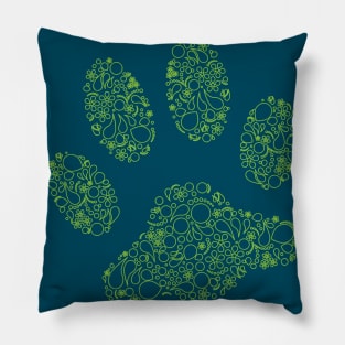 Paw Print in Modern Paisley Outline Design Pillow