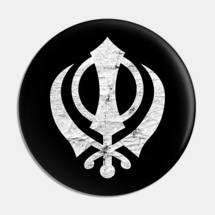 Khanda (Sikh symbol) -  Vintage Faded Style Design Pin