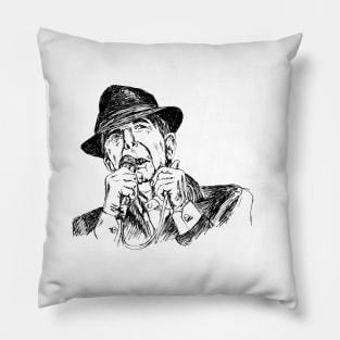 Leonard Cohen portrait Pillow