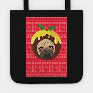 A Christmas Pudding Pug Tote