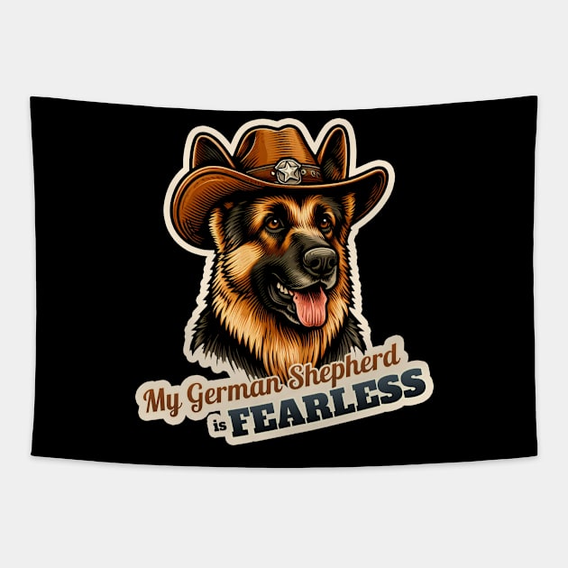 German Shepherd Cowboy Tapestry by k9-tee