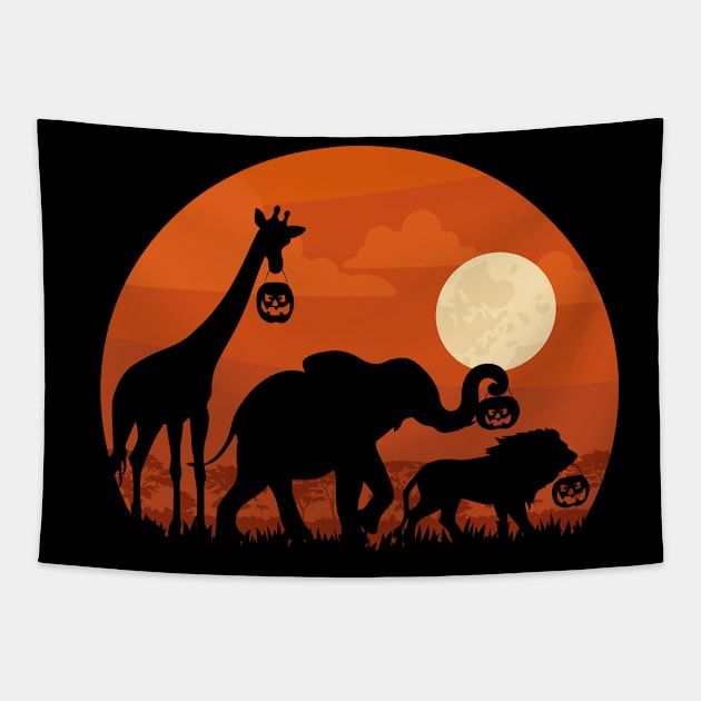 Zoo Animals Halloween Tapestry by RAWRTY ANIMALS