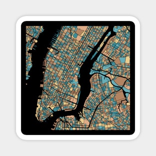 New York Map Pattern in Mid Century Pastel Magnet