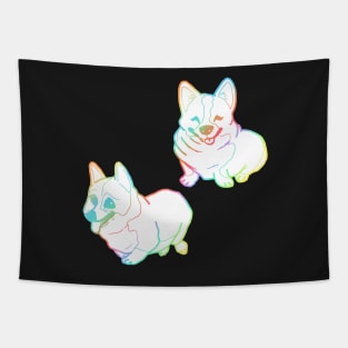 Holographic fat corgi magnet pattern Tapestry