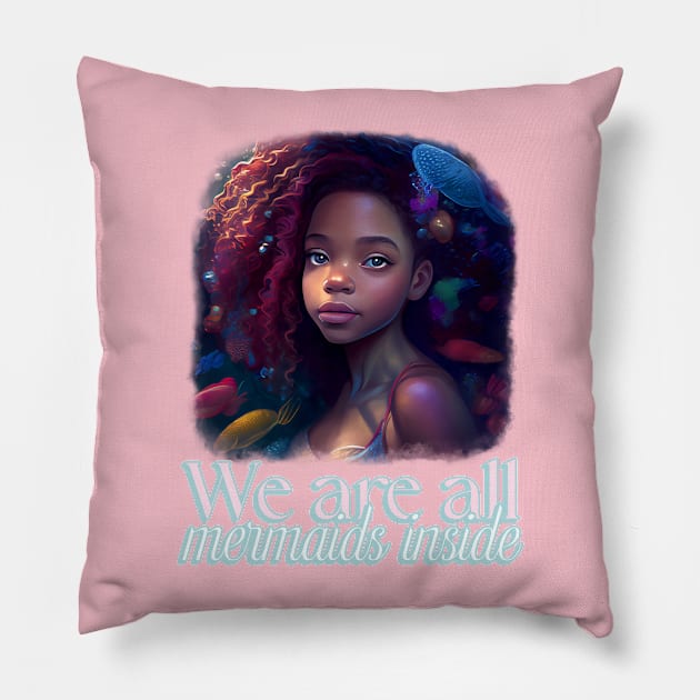 Mermaid Princess Black Girl Magic Pillow by Tip Top Tee's