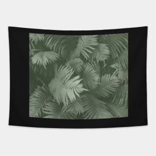 Green Dark Forest at Night, Fern Garden Plants Tapestry