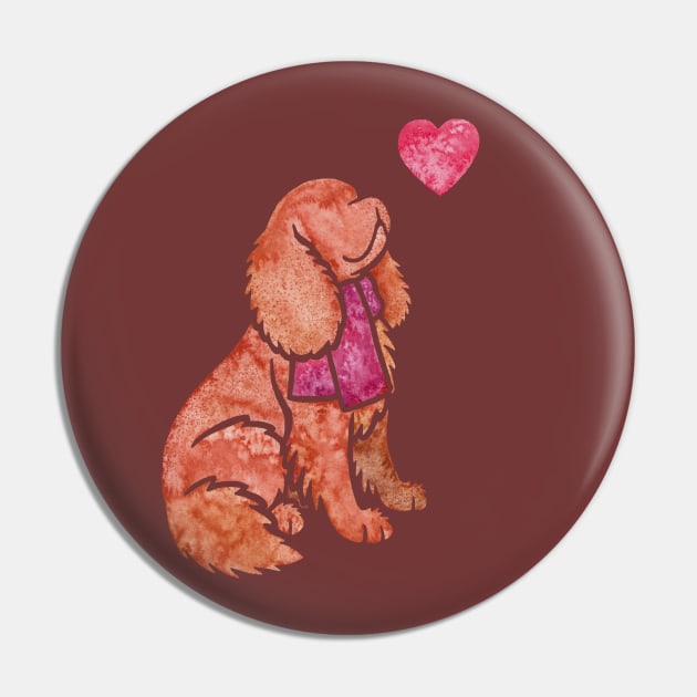 Watercolour Cavalier King Charles Spaniel Pin by animalartbyjess