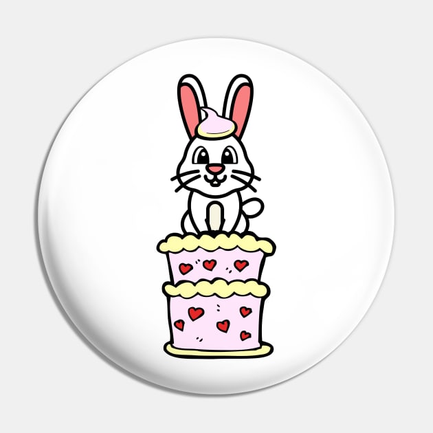 Funny rabbit jumping out of a cake Pin by Pet Station