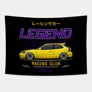Midnight Racer Yellow EK 9 JDM Tapestry