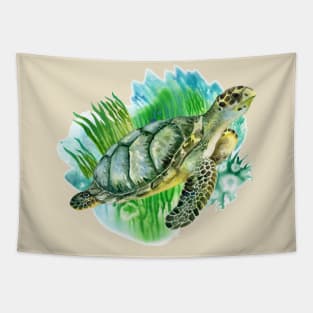 Sea Green turtle seaweed Tapestry