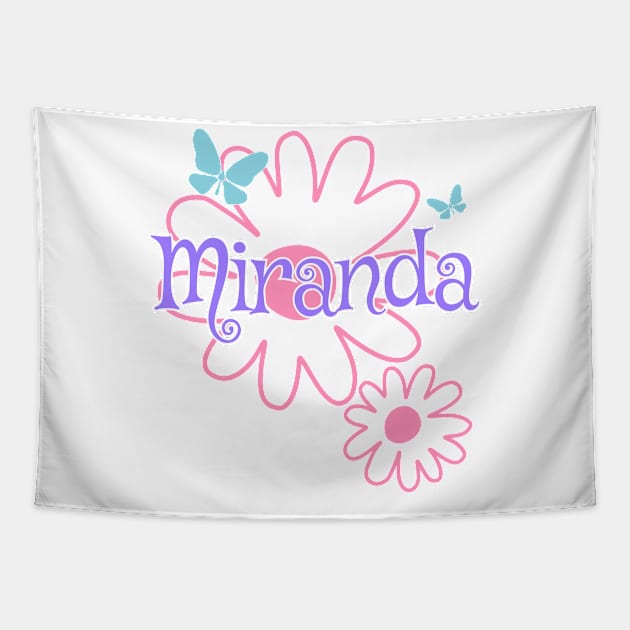 Miranda Girls Name Daisy Butterflies Tapestry by xsylx