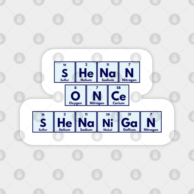 Shenan Once Shenanigan Periodic Elements Punny Design Magnet by Luxinda