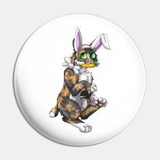 Bobtail BunnyCat: Tortie-Tabby (White) Pin