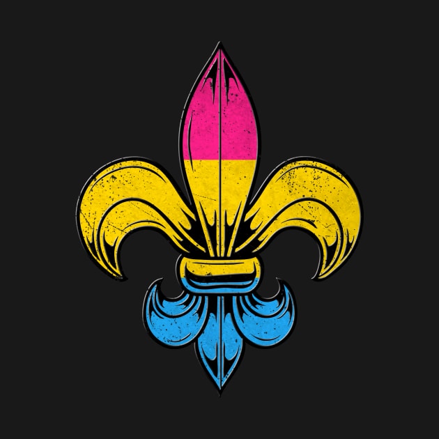 Pansexual Pride Flag Fleur de Lis T-Shirt by wheedesign