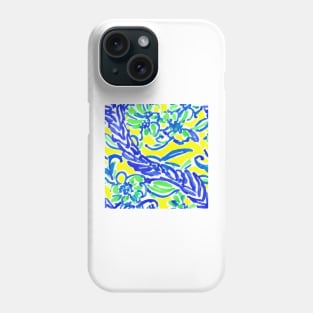 Blue, yellow and green floral watercolor pattern Phone Case