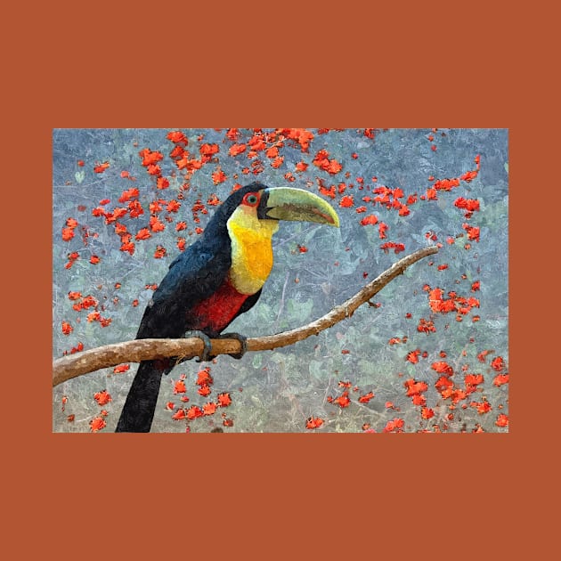 Toucan Tropical Rainforest Bird Painting by oknoki