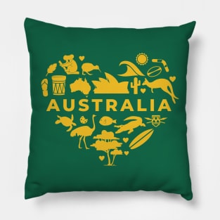 Australian Icons in a Heart Shape // Australia Pride Pillow