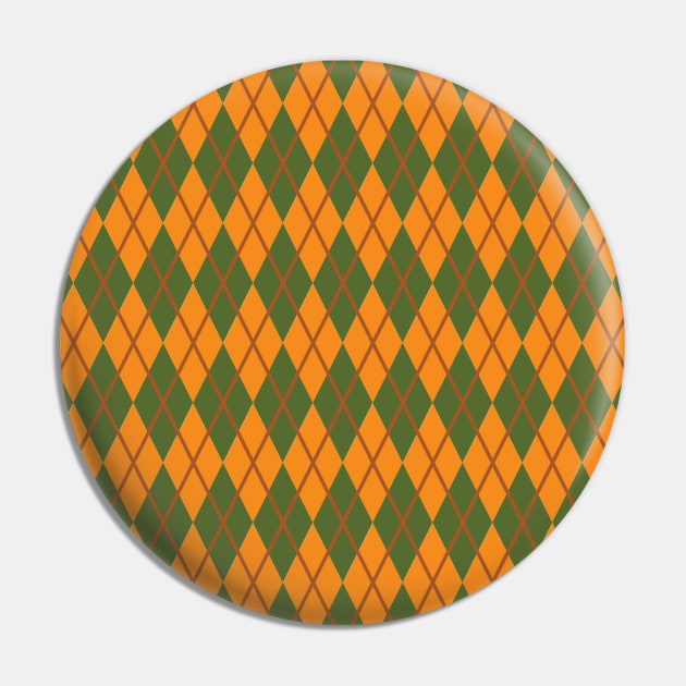 Dark Orange & Dark Olive Argyle Pin by PSCSCo