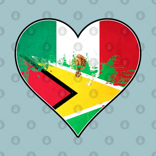 Mexican and Guyanese Heart Mix Heritage Flag by Just Rep It!!