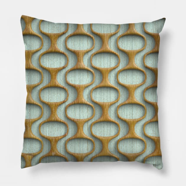 60s Mod Woodwork Pillow by AKdesign