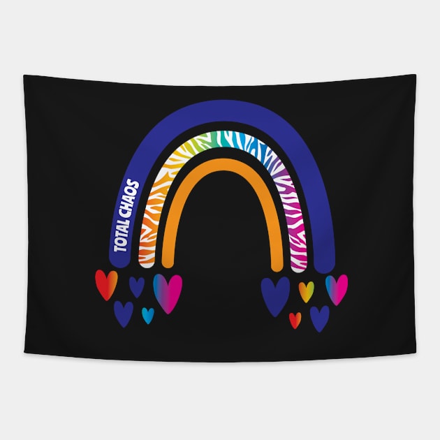 Total Chaos Awareness Rainbow with hearts Tapestry by Teamtsunami6