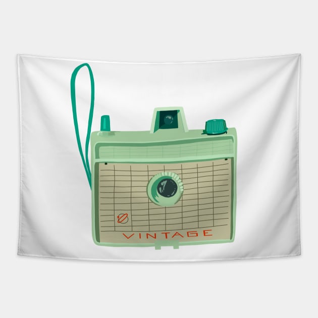 Mint Vintage Camera Tapestry by jenblove